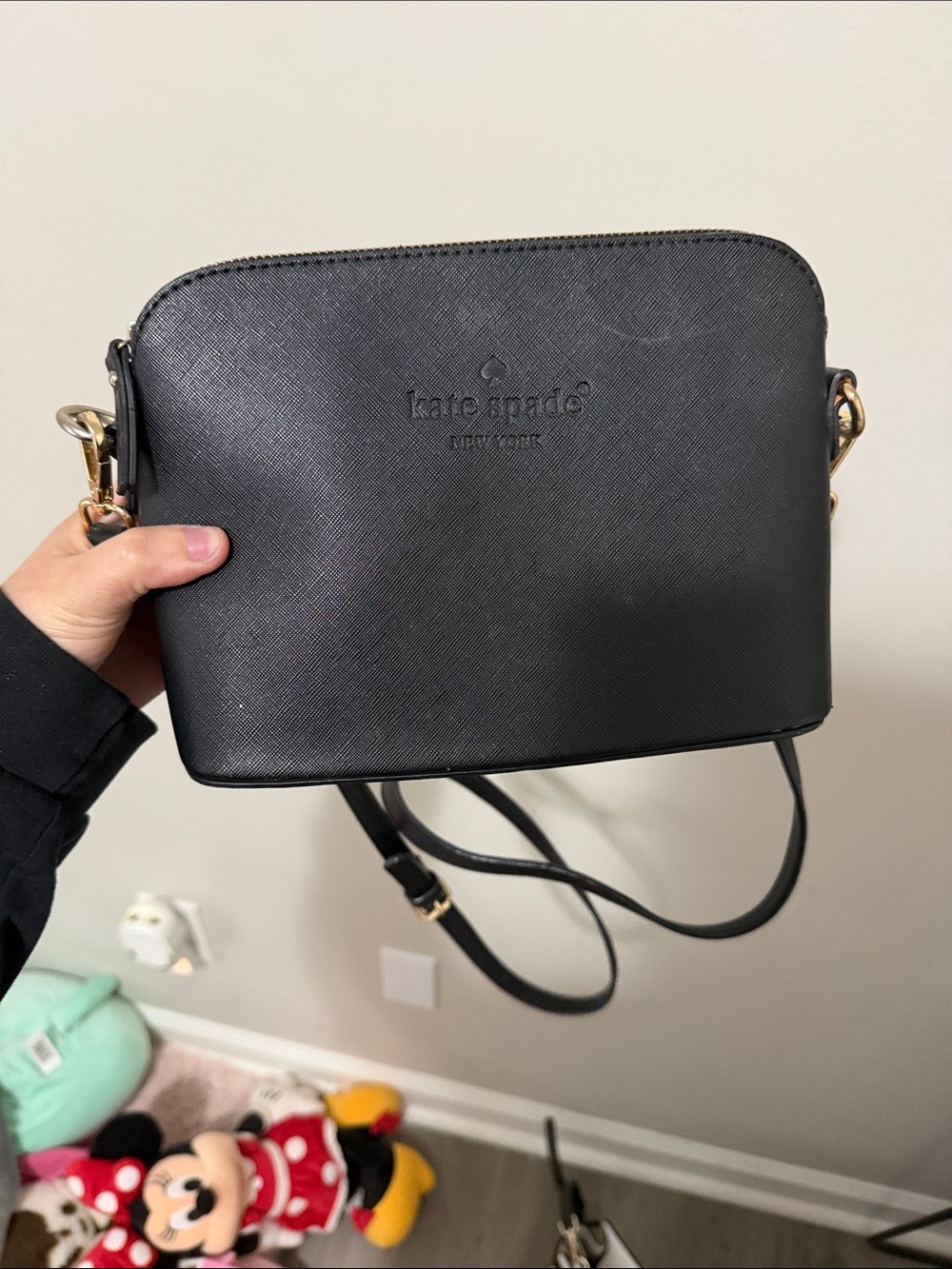 kate spade Black Saffiano Crossbody with Gold Hardware